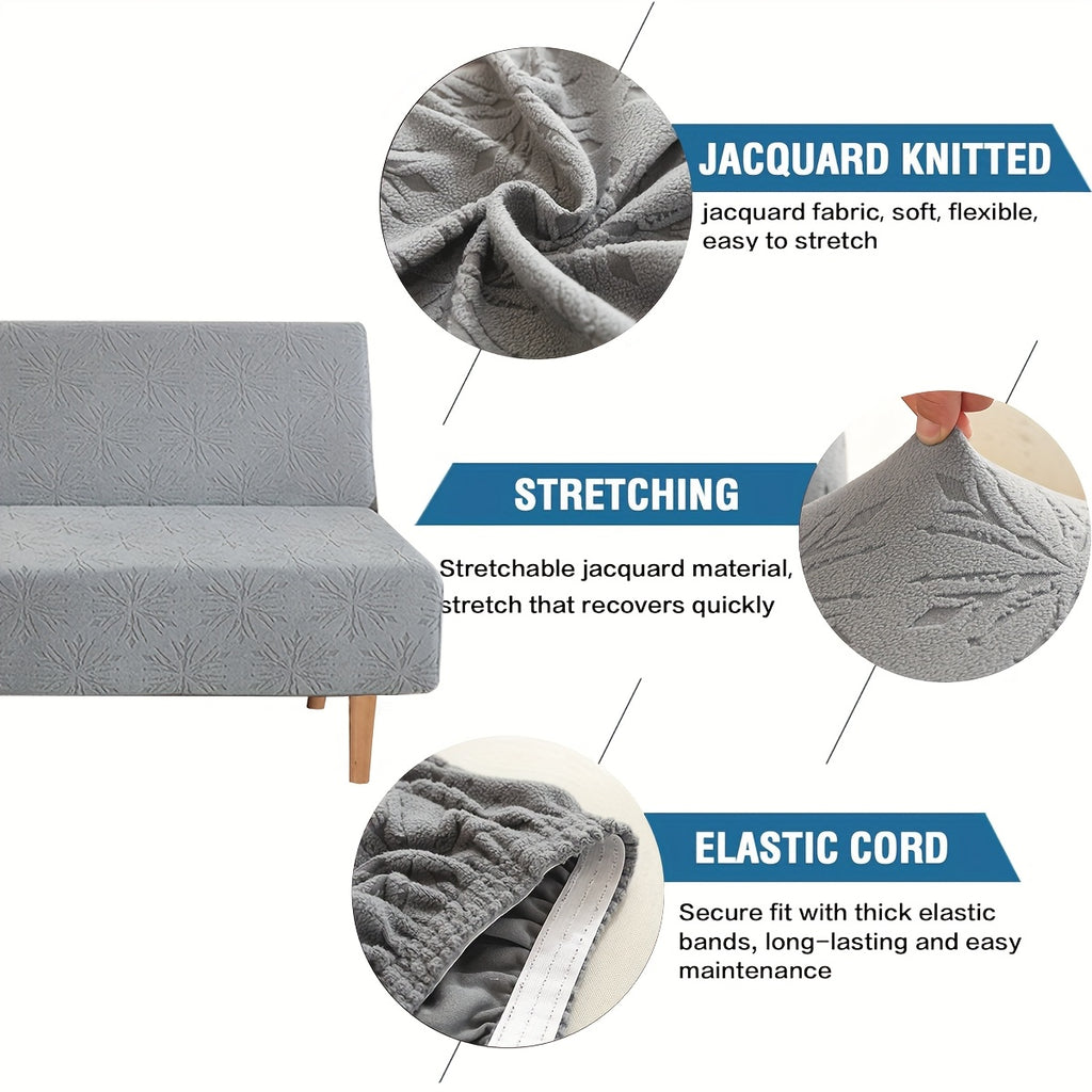 Housse de canapé extensible en polaire jacquard sans accoudoirs, vue d'ensemble