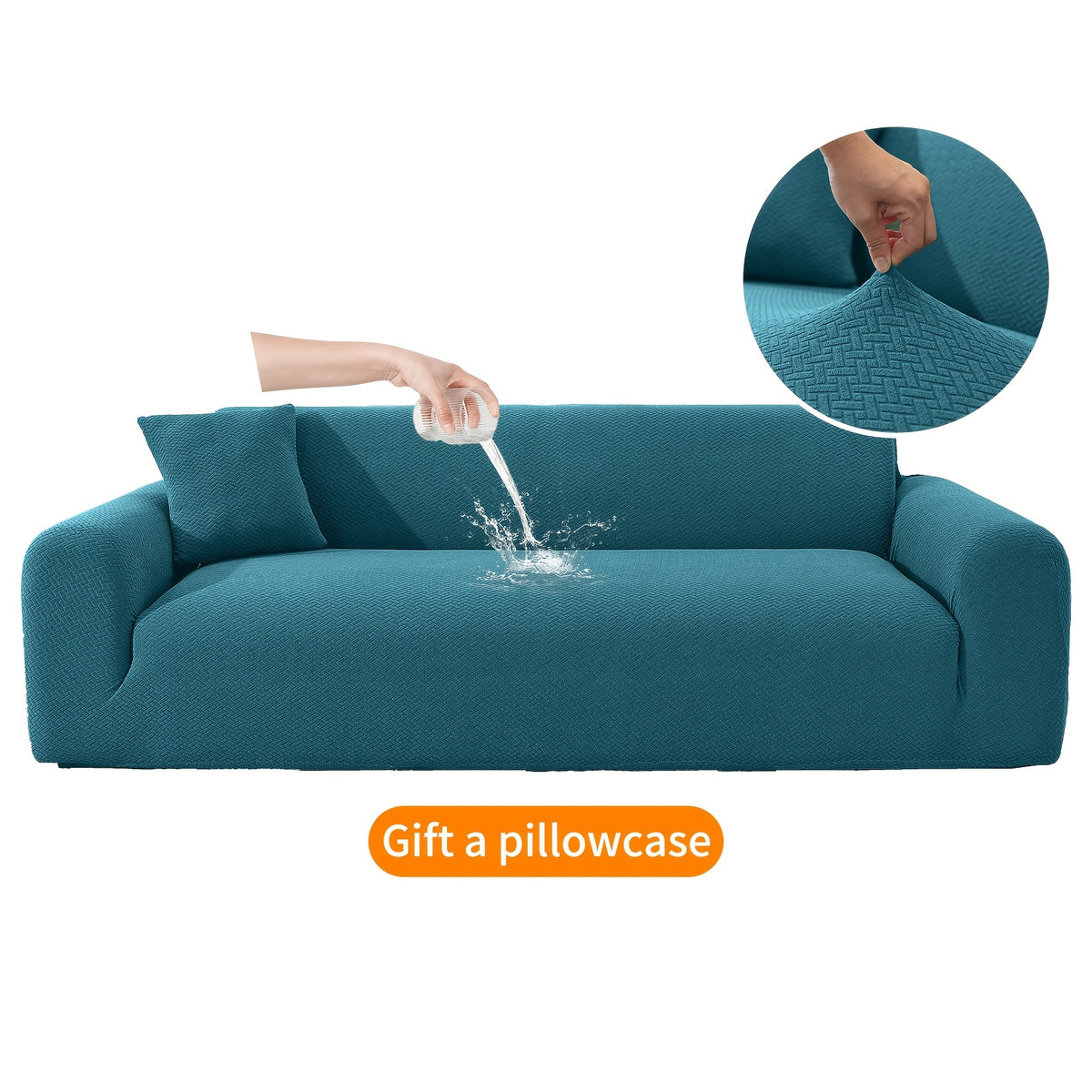 Housse de canapé extensible en polaire jacquard antidérapante, vue d'ensemble