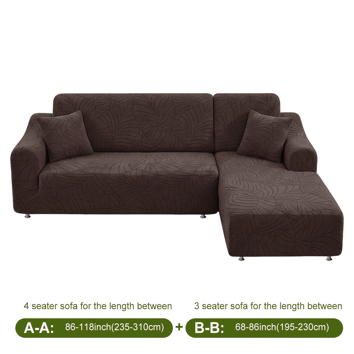 Housse de canapé extensible en polaire jacquard à motif feuillage, visuel produit
