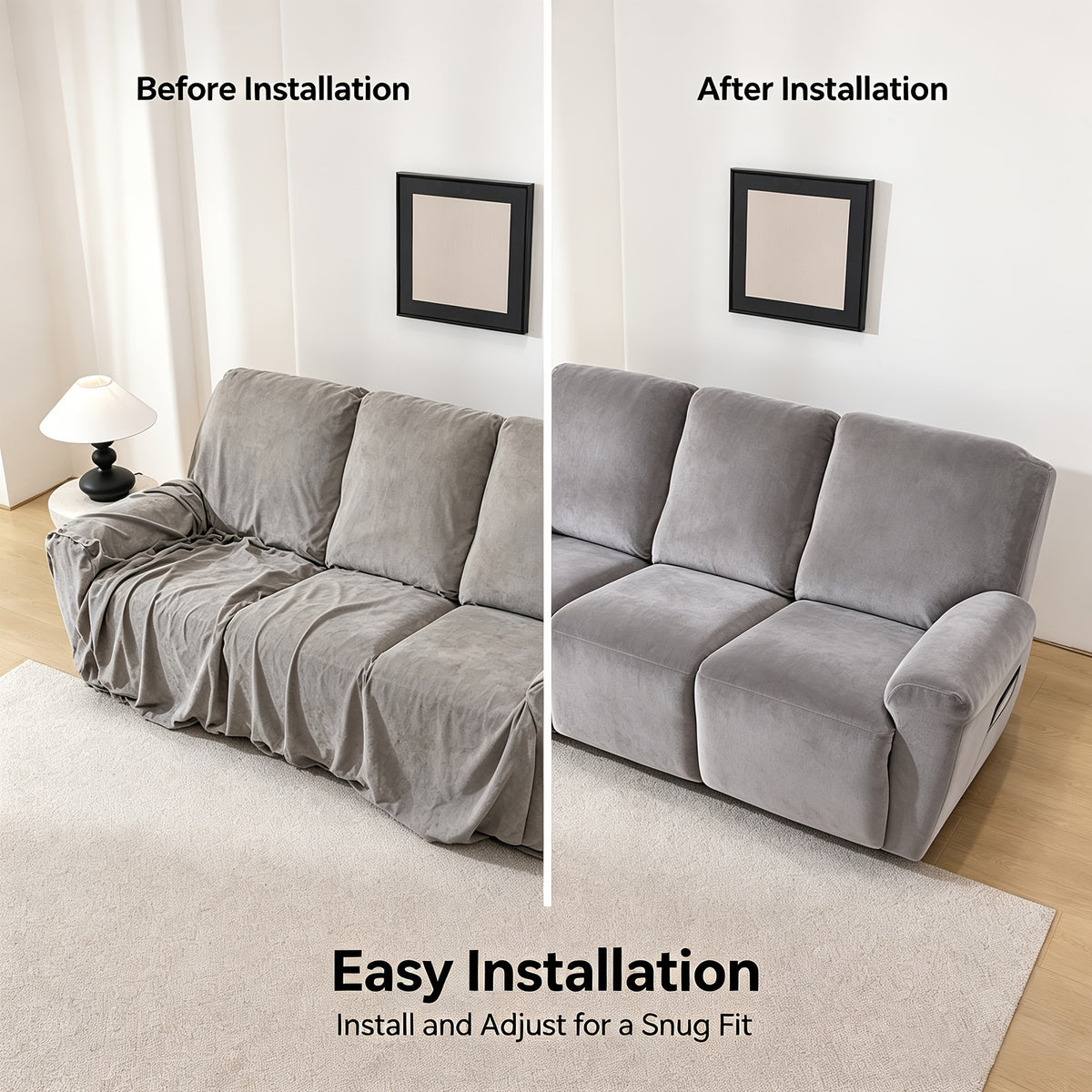 Housse de fauteuil extensible en velours antidérapante, vue d'ensemble