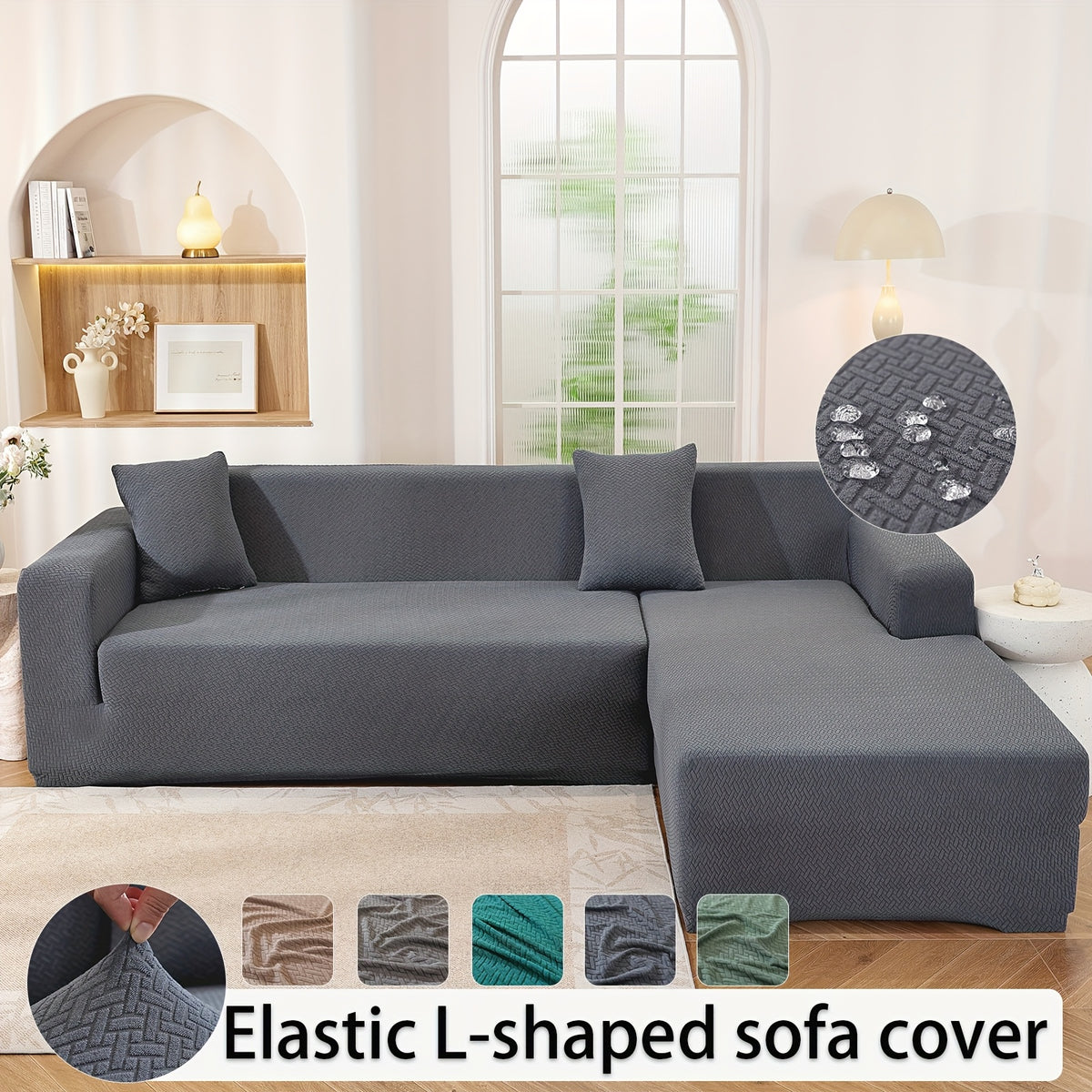Housse de canapé extensible en polaire jacquard à housses séparées, housse posée