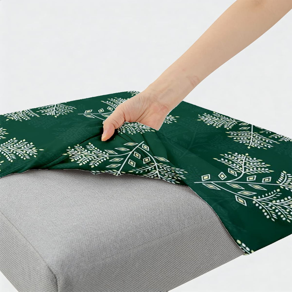 Housse de canapé en fibre de lait imprimée à motif feuillage — détail de la matière : fibre de lait