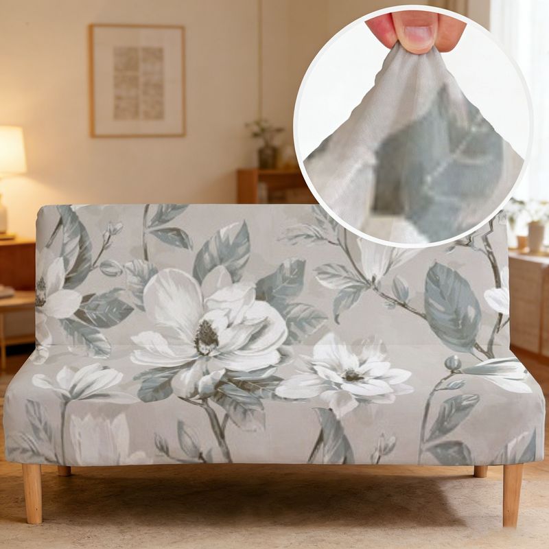 Housse de canapé extensible en fibre de lait à motif fleuri sans accoudoirs, tissu de 180 à 200 g/m² Image