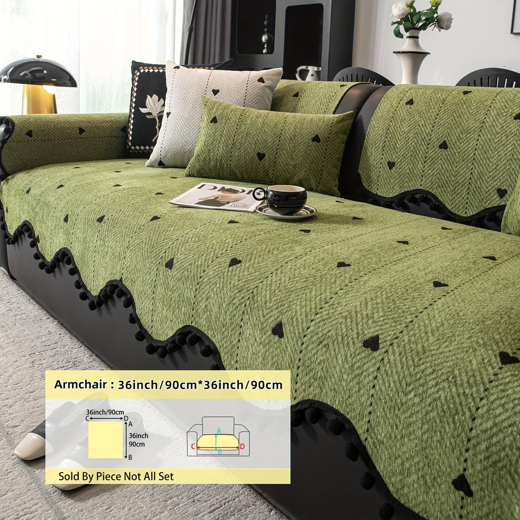 Housse de coussin en chenille jacquard antidérapante, gros plan sur le tissu