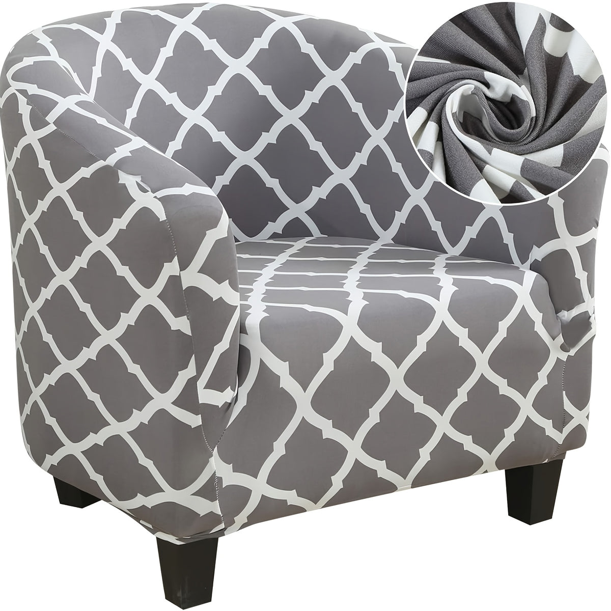 Housse de fauteuil extensible en fibre de lait d'esprit vintage, vue d'ensemble