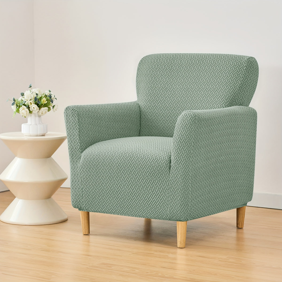 Housse de fauteuil extensible en polaire jacquard pour fauteuil, gros plan sur le tissu