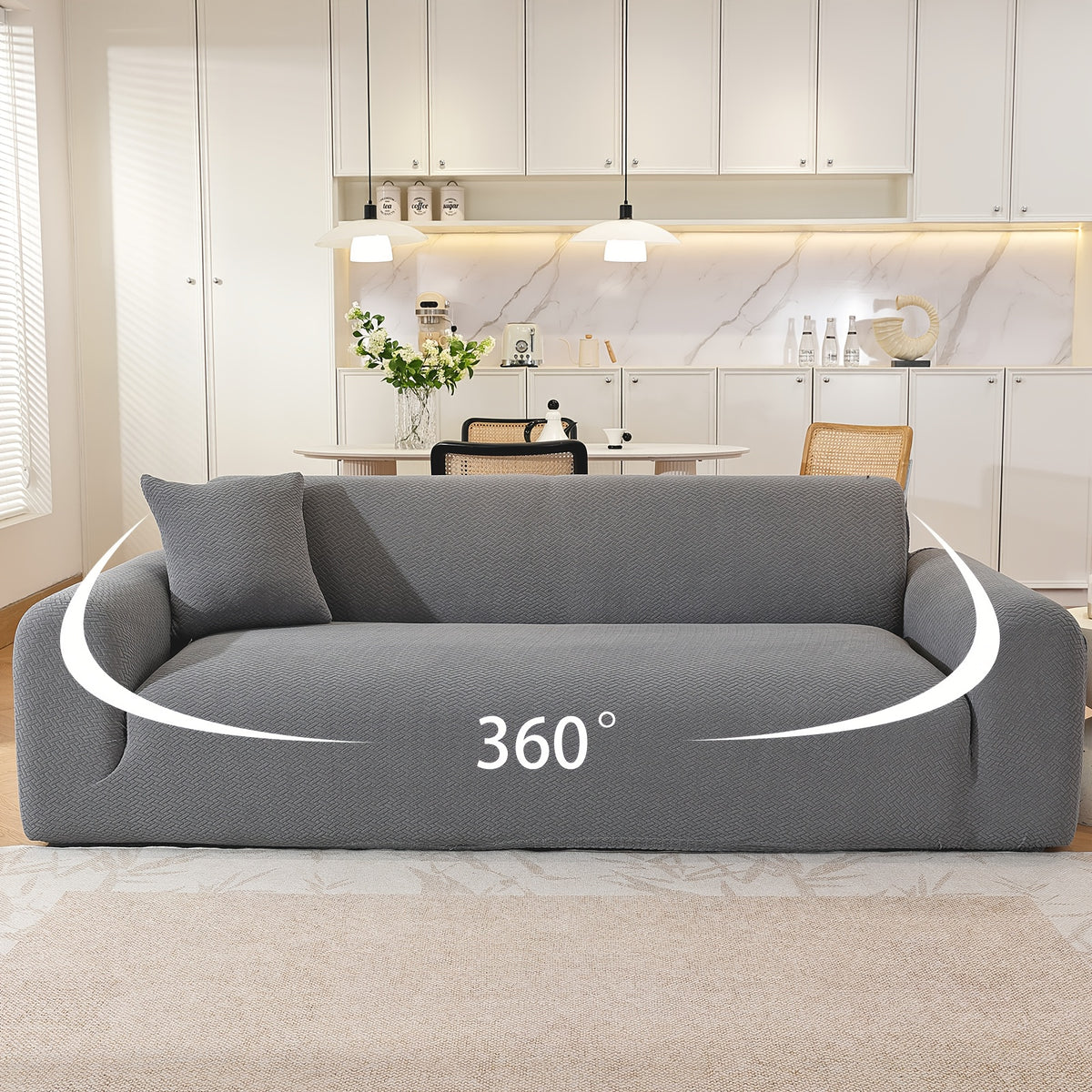 Housse de canapé extensible en polaire jacquard — détail de la matière : polaire Image