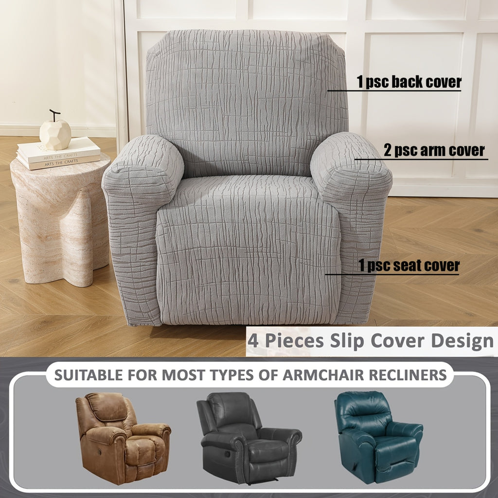 Housse de canapé extensible en polaire jacquard antidérapante à housses, vue d'ensemble
