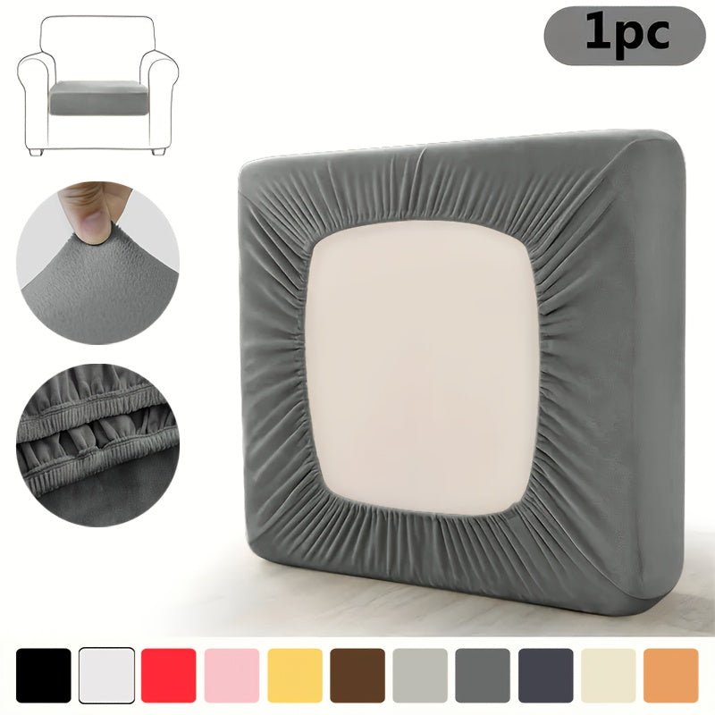 Housse de coussin extensible en velours pour fauteuil — détail de la matière : velours