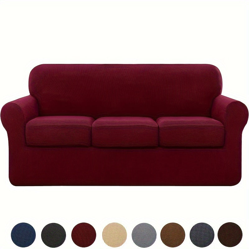 Housse de canapé épaisse extensible en polaire jacquard antidérapante, housse posée