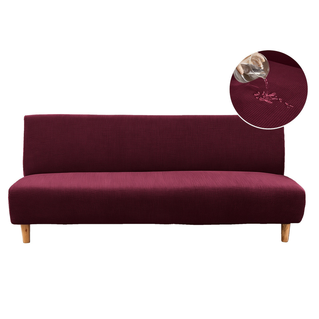 Housse de canapé extensible en polaire jacquard à carreaux sans accoudoirs, mise en situation