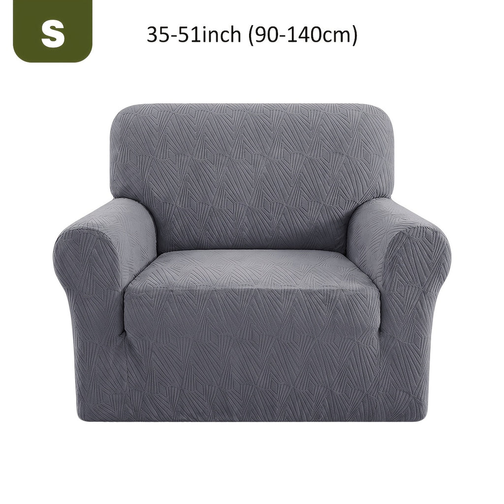 Housse de canapé extensible en polaire jacquard, détail de l'ourlet