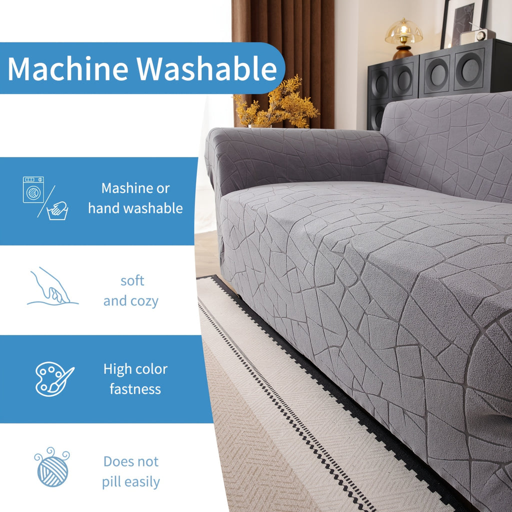Housse de canapé extensible en polaire jacquard à motif géométrique à housses, housse posée