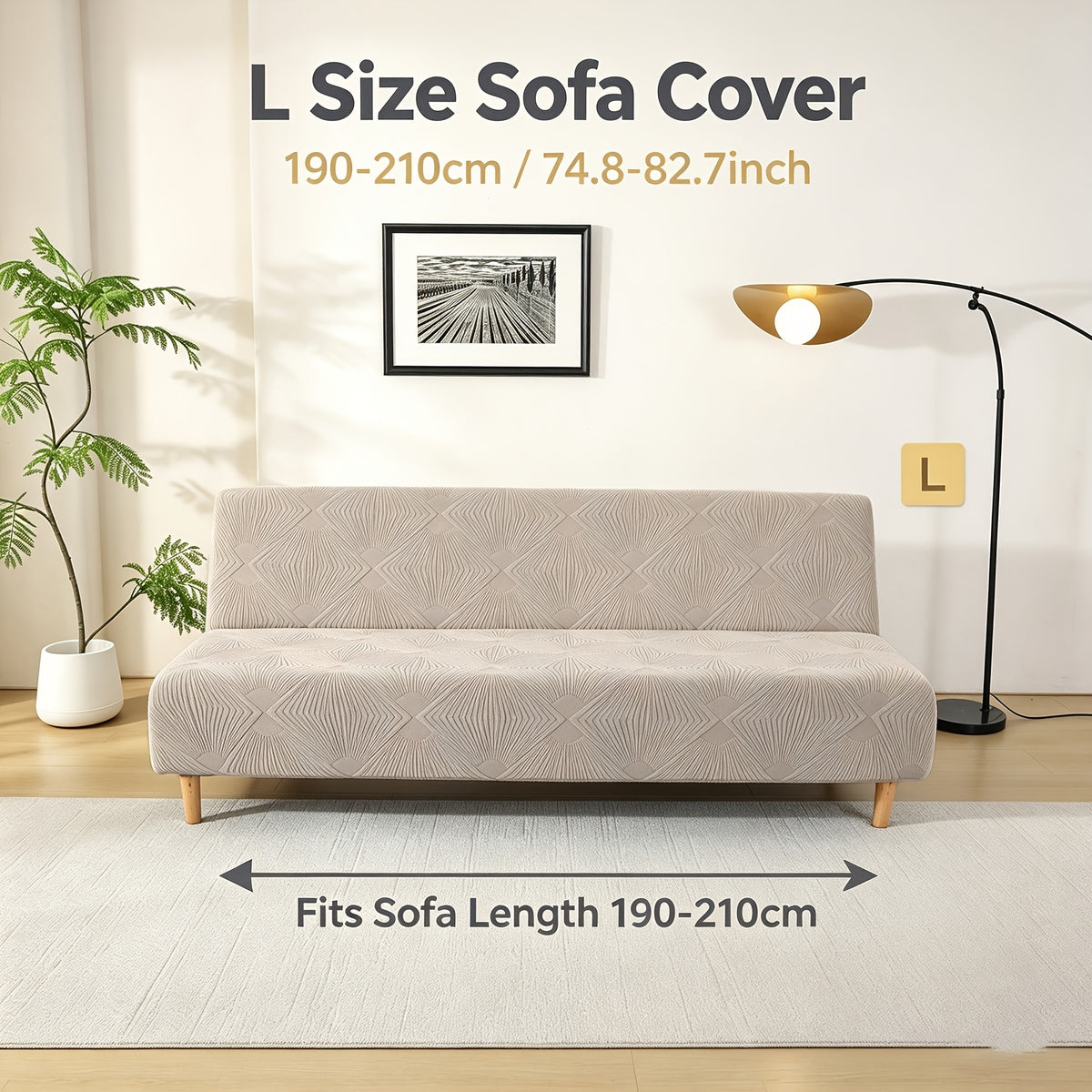 Housse de canapé extensible en polaire jacquard à rayures sans accoudoirs, gros plan sur le tissu