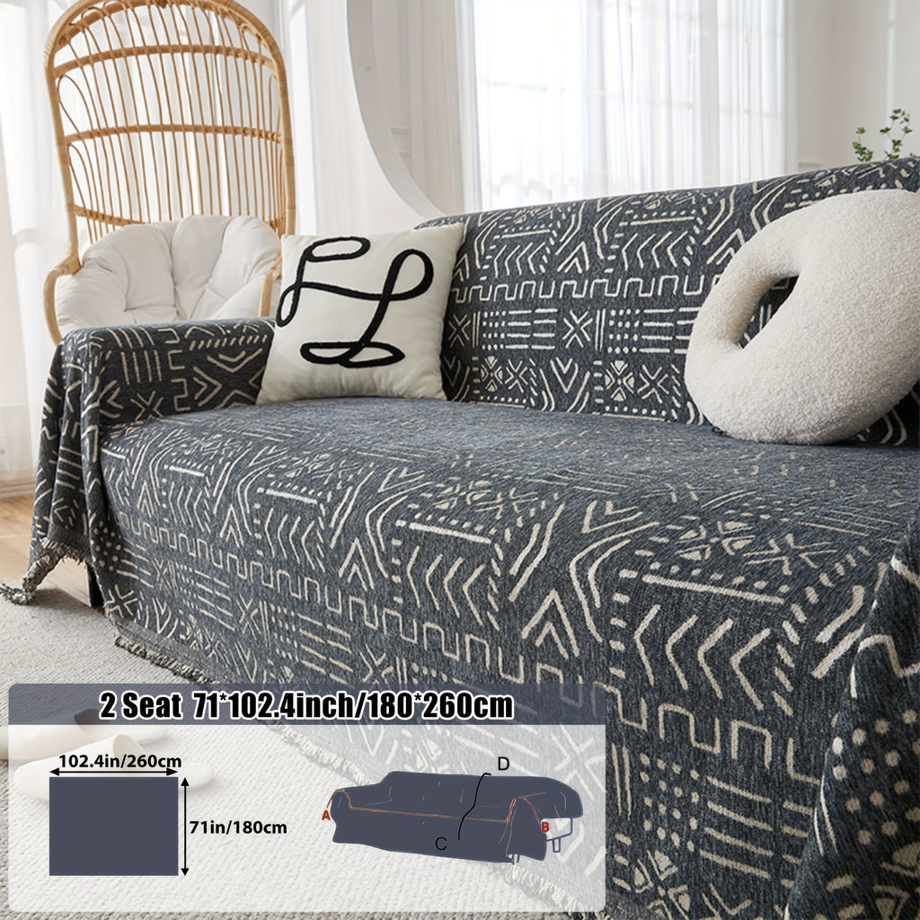 Housse de canapé en chenille jacquard anti-griffes, vue d'ensemble