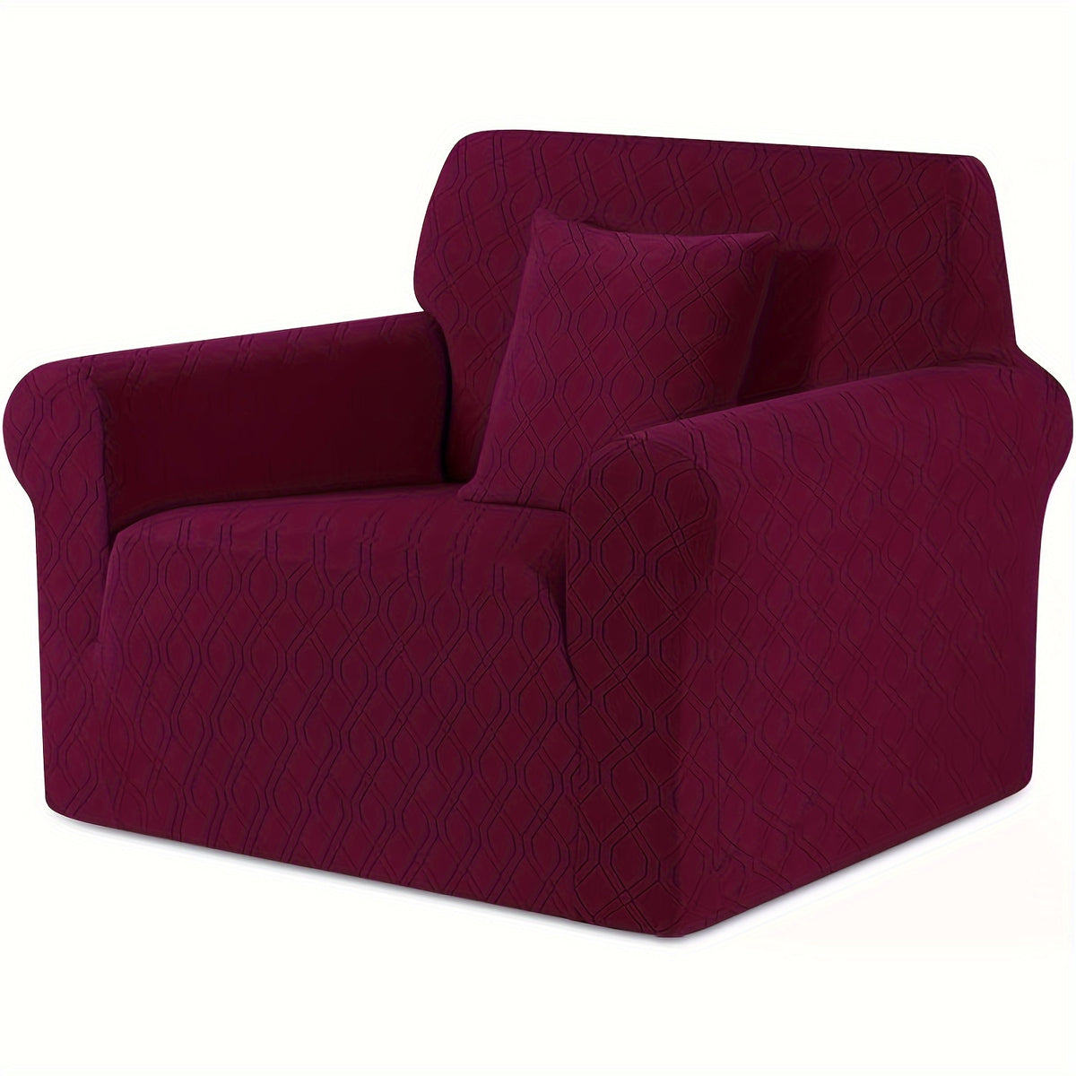 Housse de canapé extensible en polaire jacquard antidérapante d'esprit vintage — détail de la matière : polaire
