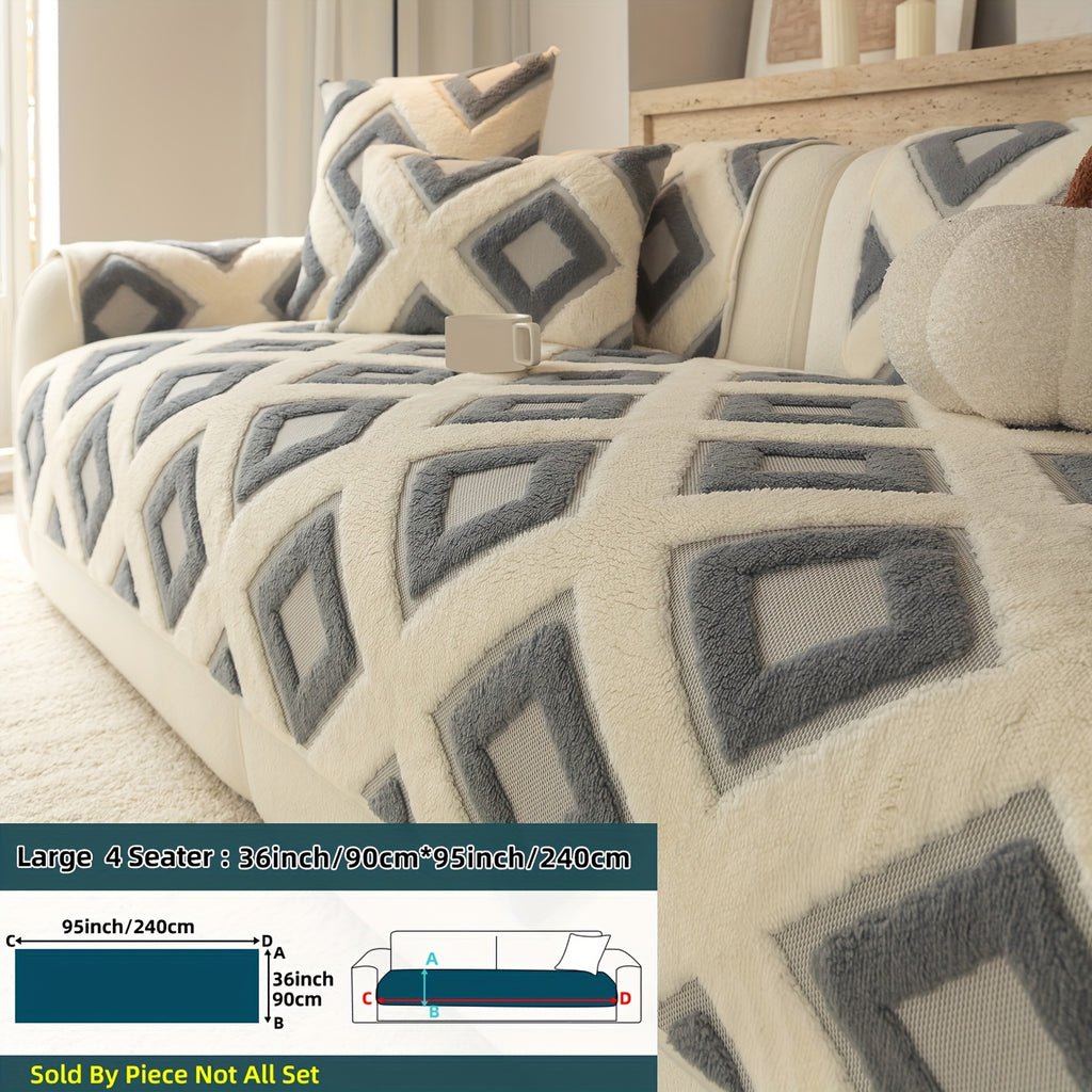 Housse de coussin en velours matelassée antidérapante à housses séparées, détail de l'ourlet
