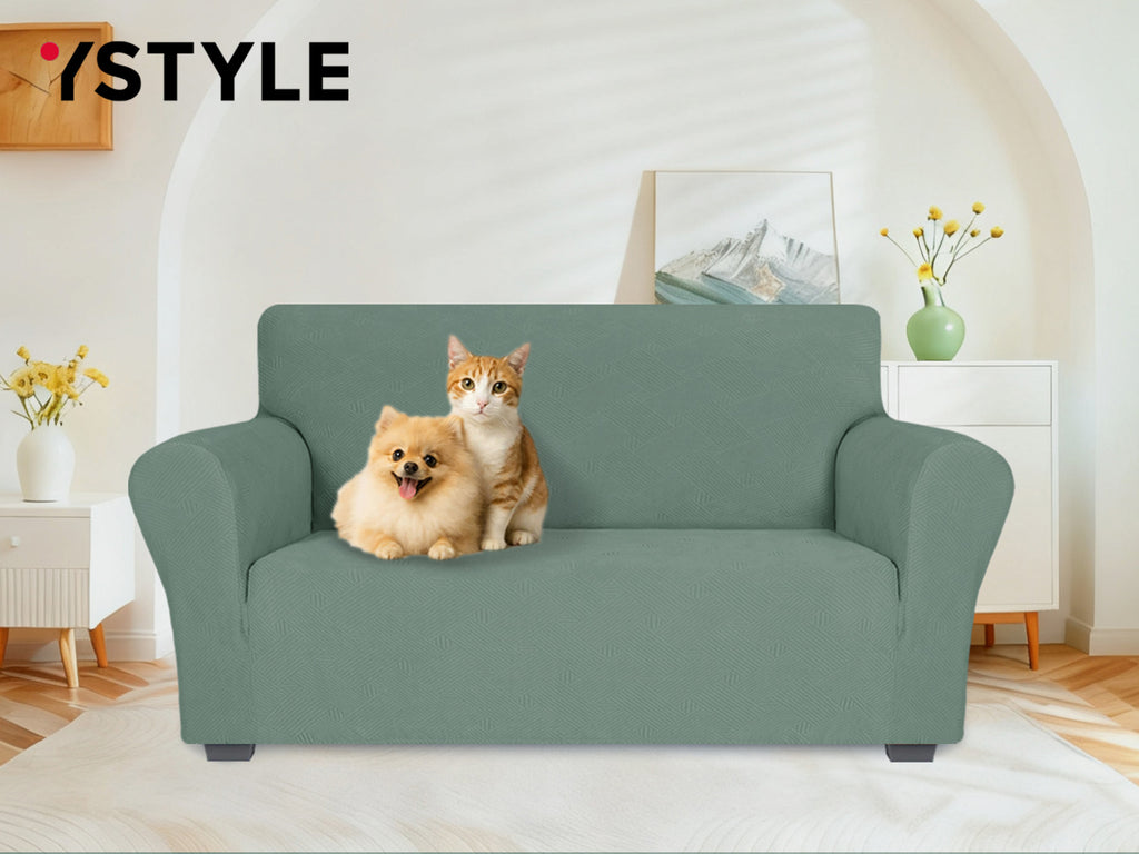 Housse de canapé épaisse extensible en polyester — détail de la matière : polyester