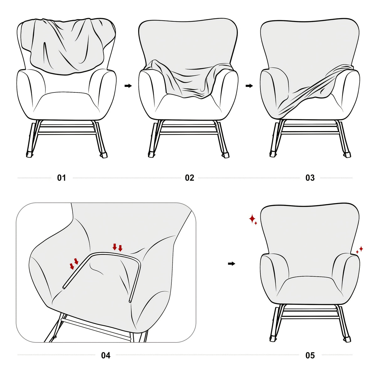 Housse de fauteuil extensible en velours pour fauteuil, visuel produit