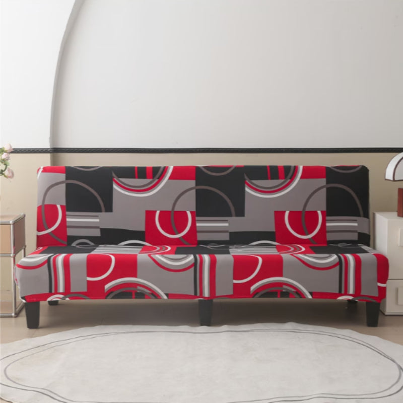 Housse de canapé extensible en fibre de lait matelassée à rayures Image