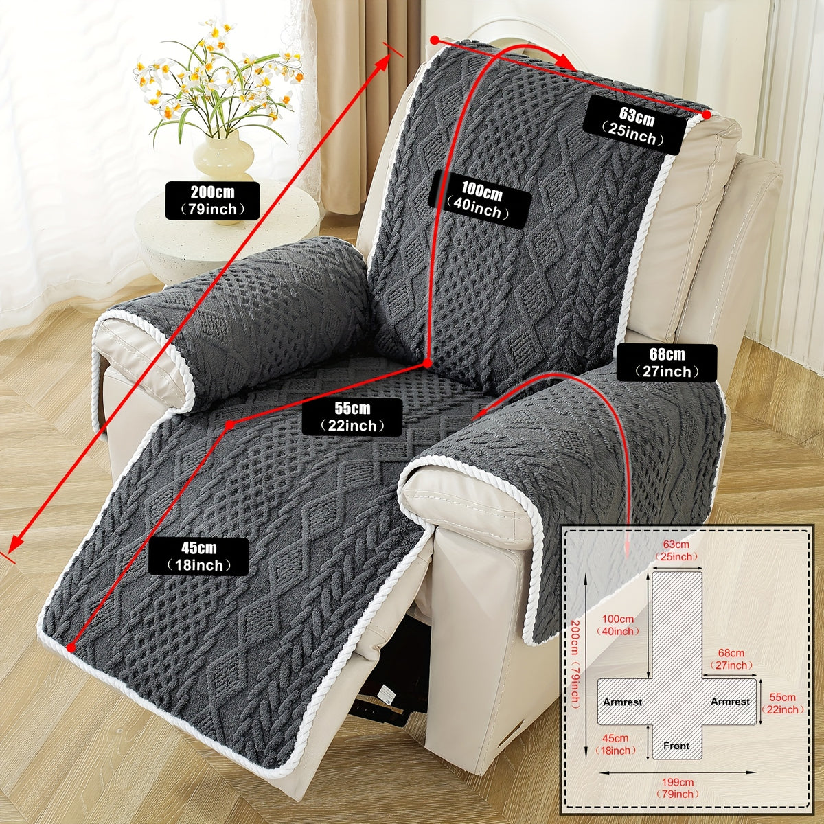 Housse de canapé en velours jacquard pour fauteuil — détail de la matière : velours