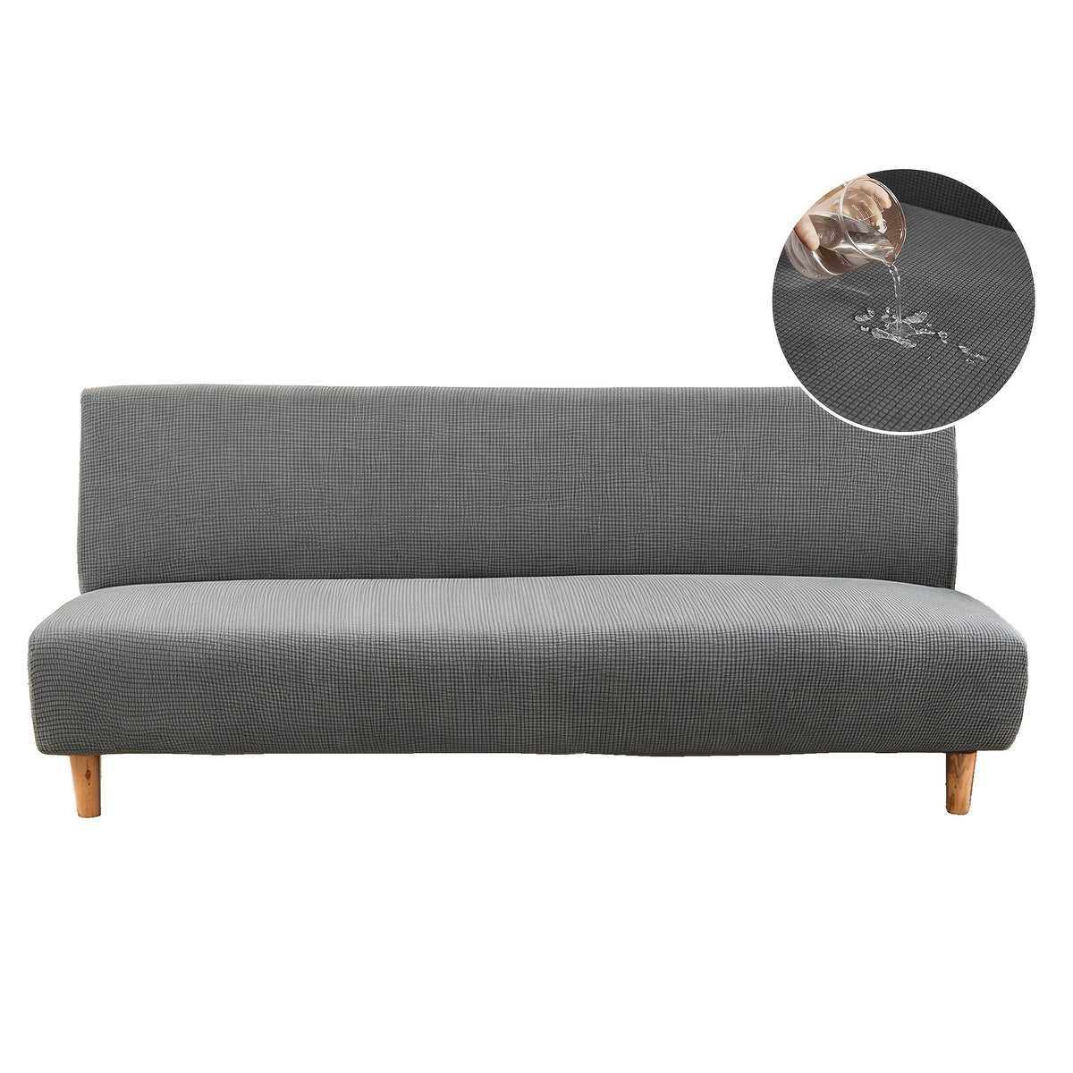 Housse de canapé extensible en polaire jacquard à carreaux sans accoudoirs Image