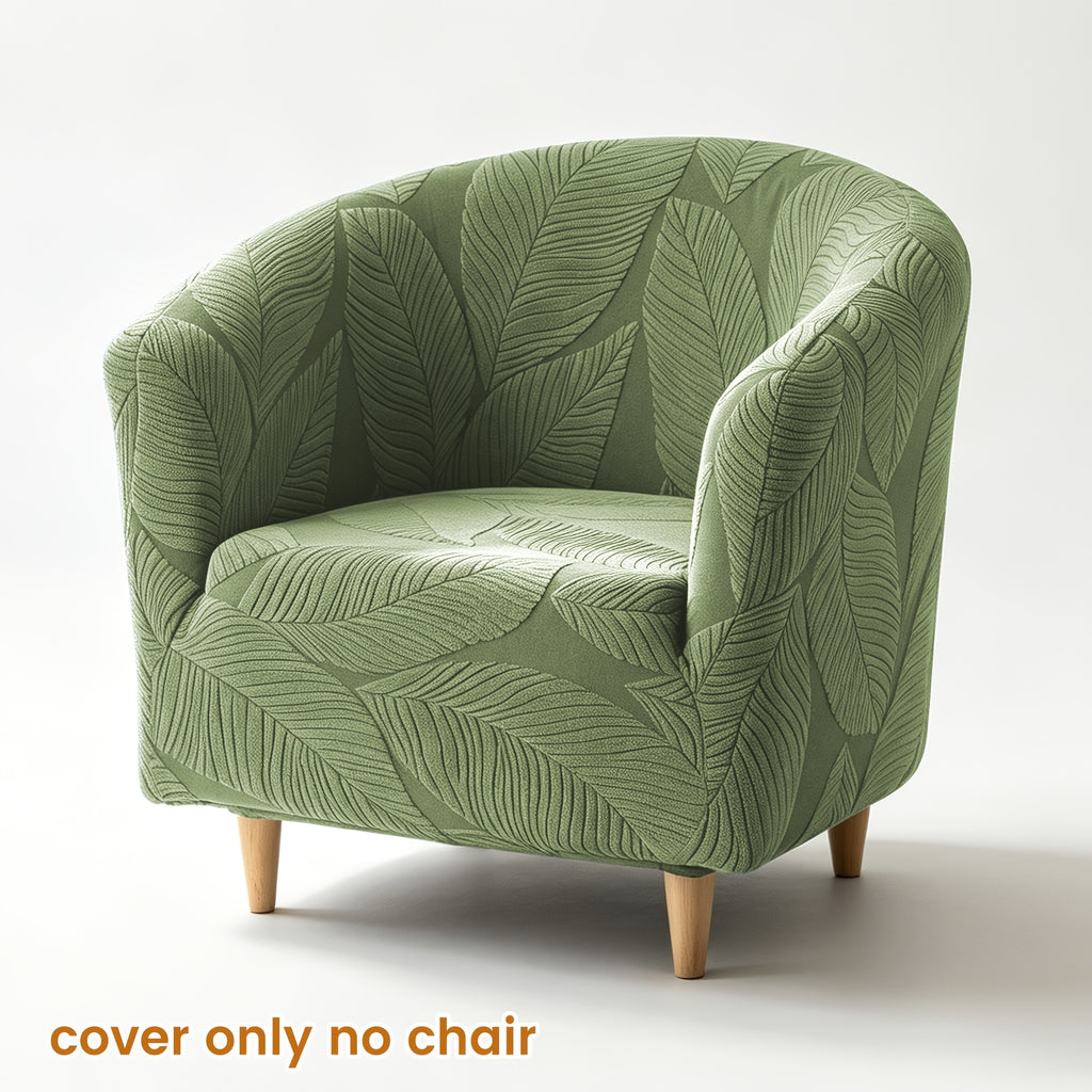 Housse de canapé extensible en polaire jacquard à motif feuillage, vue d'ensemble