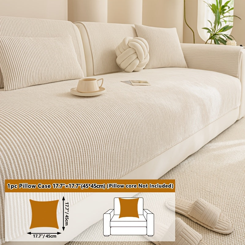 Housse de coussin en chenille en fils teints, mise en situation