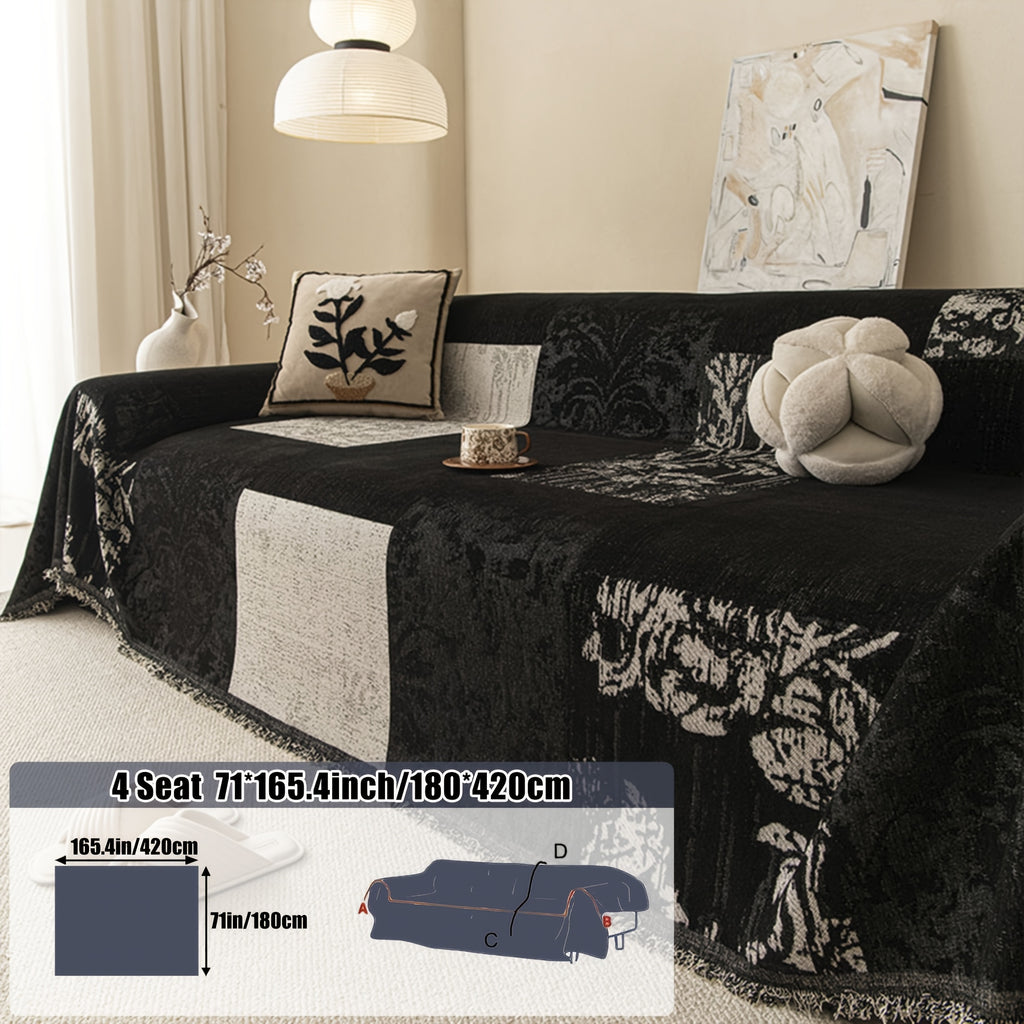 Housse de canapé épaisse en chenille jacquard, mise en situation