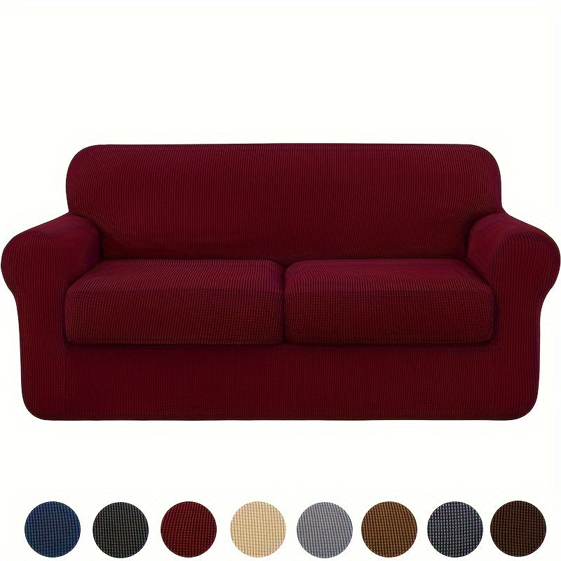 Housse de canapé épaisse extensible en polaire jacquard antidérapante, détail de la finition