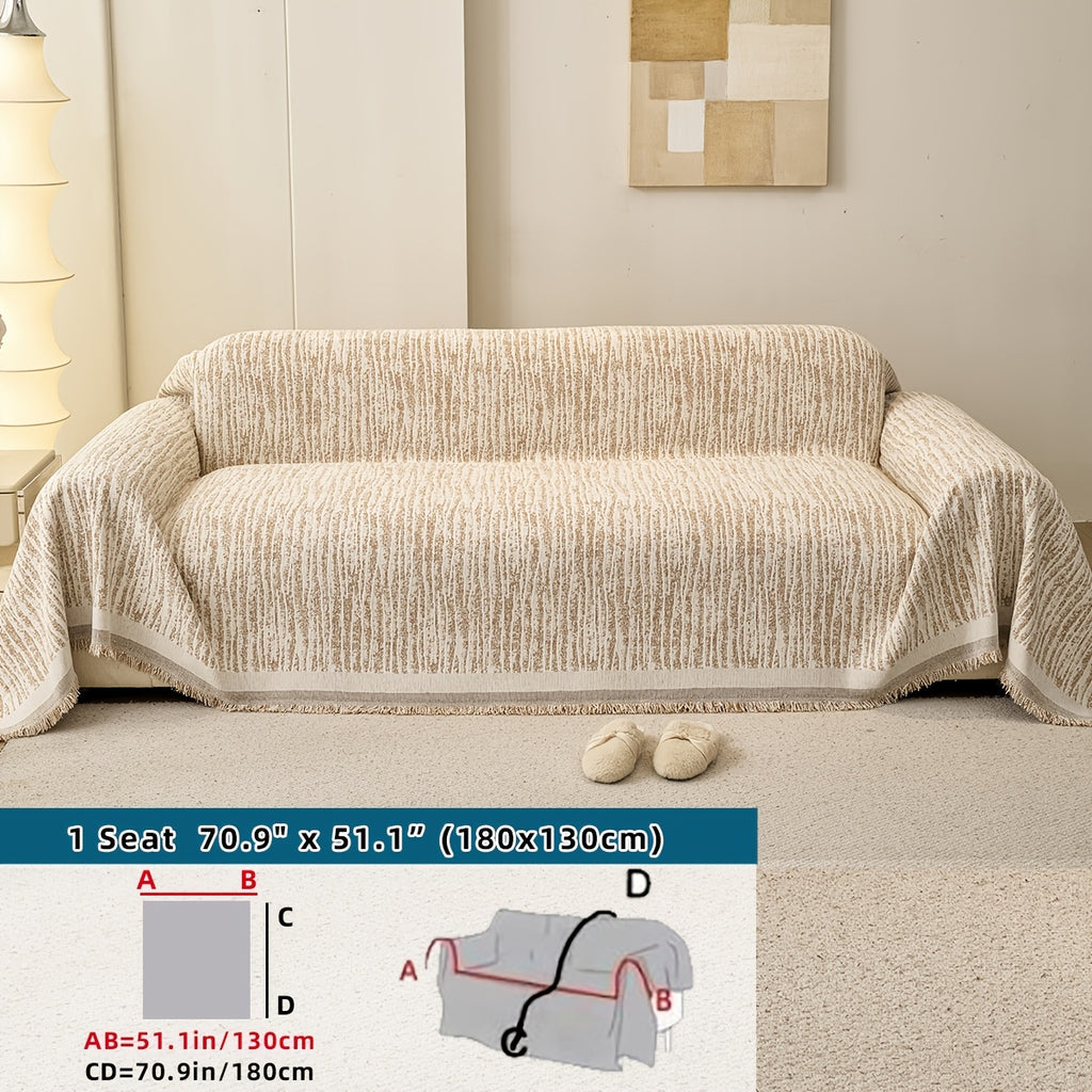 Housse de canapé épaisse en chenille jacquard à volants, détail de la finition