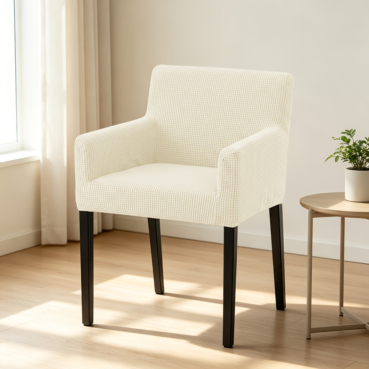 Housse de chaise épaisse extensible en velours côtelé jacquard, housse posée