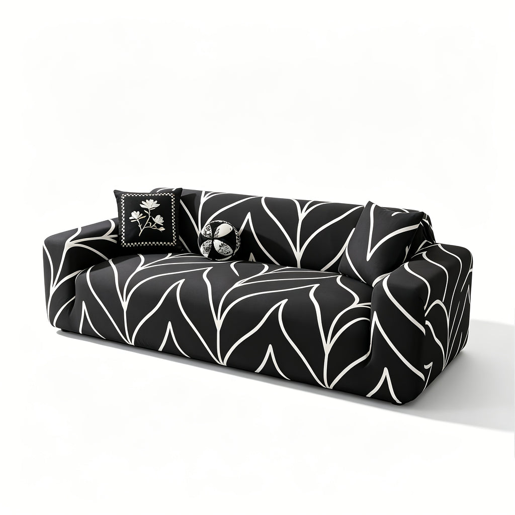 Housse de canapé extensible en fibre de lait imprimée à motif bohème, gros plan sur le tissu