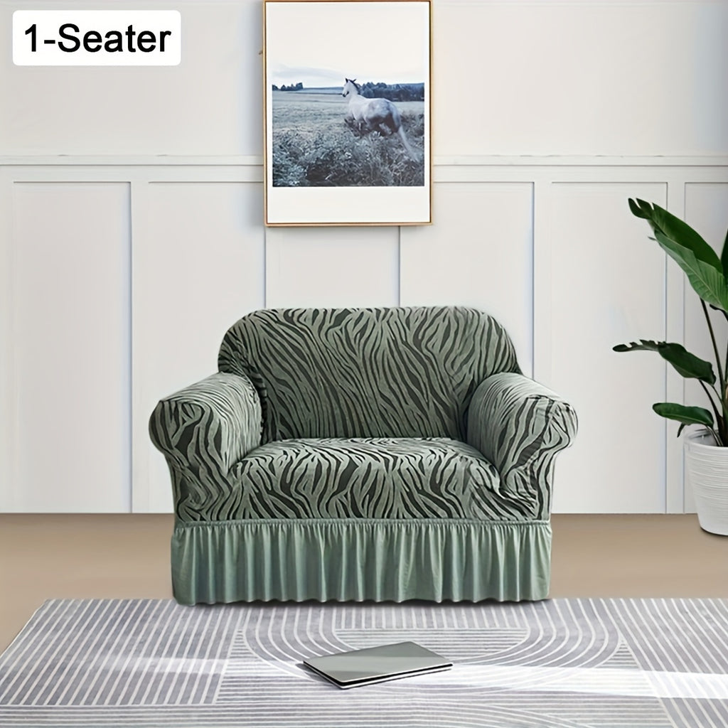 Housse de canapé extensible en jacquard, détail de la finition