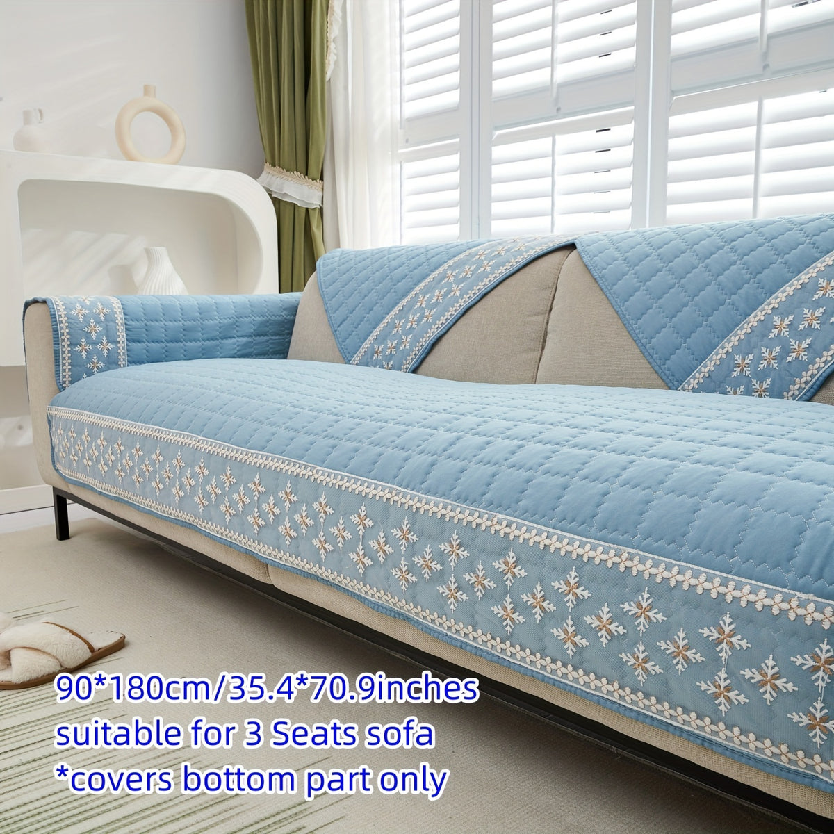 Housse de coussin matelassée à maille gaufrée antidérapante, mise en situation
