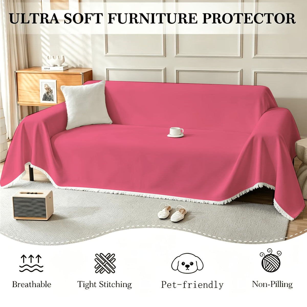 Housse de canapé en polyester imprimée à motif fleuri d'esprit bohème, tissu de 300 à 350 g/m²