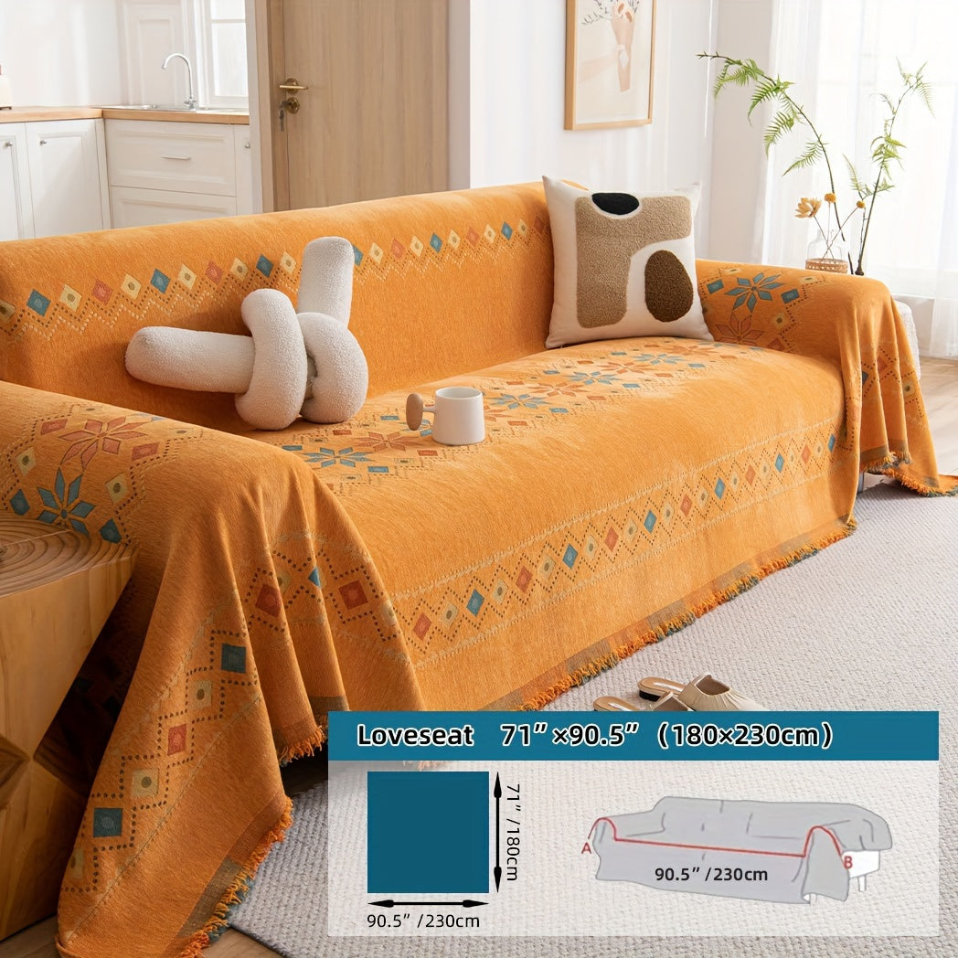 Housse de canapé en chenille, 5 coloris, vue de dos