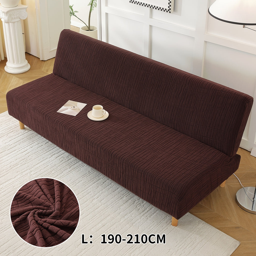 Housse de canapé extensible en polaire jacquard sans accoudoirs, tissu de 180 à 200 g/m²