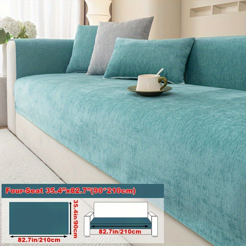 Housse de coussin épaisse en chenille antidérapante, vue de dos