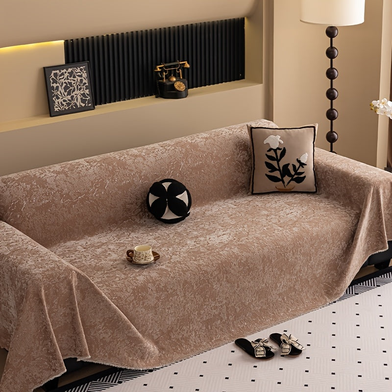 Housse de canapé en chenille jacquard à maille gaufrée, vue d'ensemble