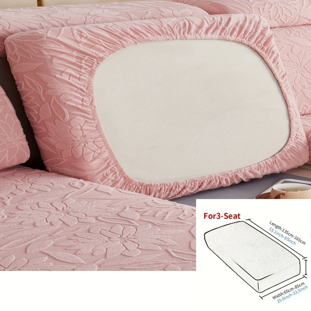 Housse de canapé extensible en polaire jacquard antidérapante, détail de l'ourlet