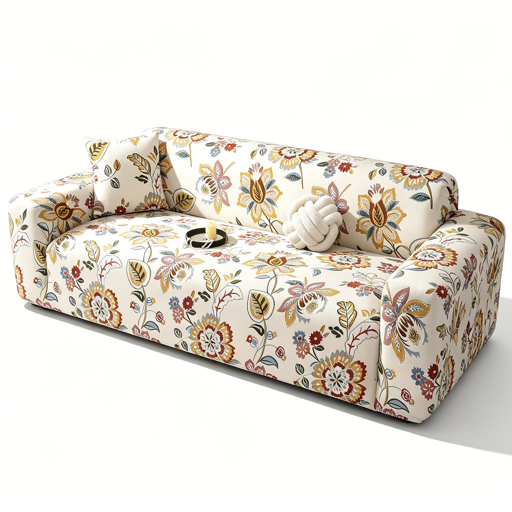 Housse de canapé extensible en fibre de lait imprimée à motif bohème, visuel produit