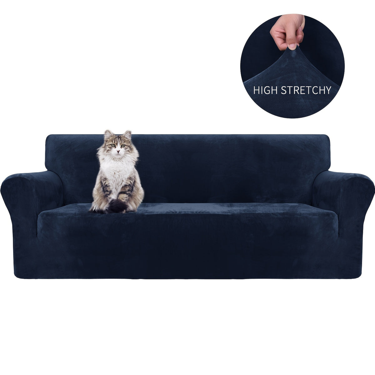 Housse de canapé extensible en velours jacquard antidérapante d'esprit vintage, compatible fauteuil, canapé deux places, canapé trois places Image