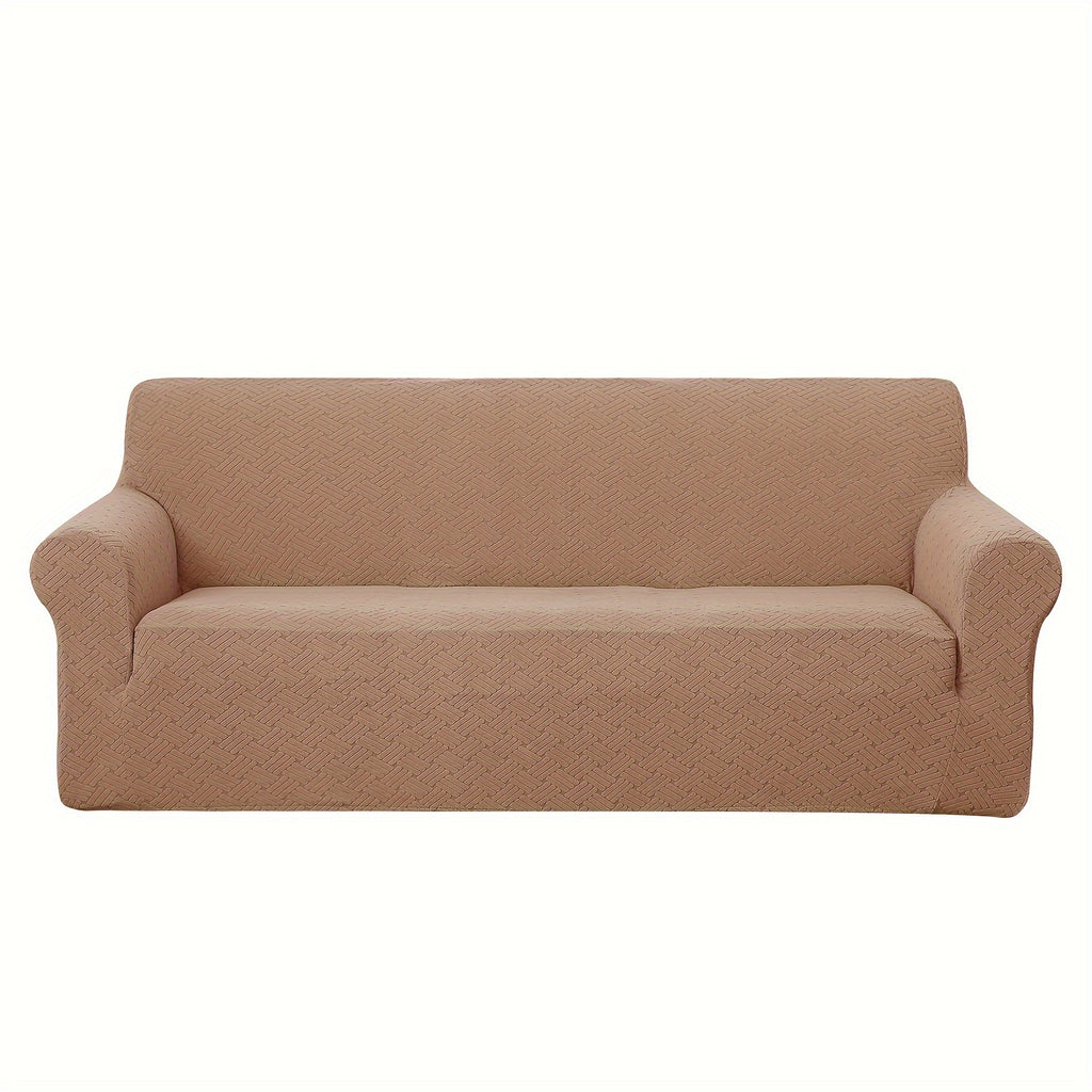 Housse de canapé épaisse extensible en polaire jacquard antidérapante, détail de l'ourlet