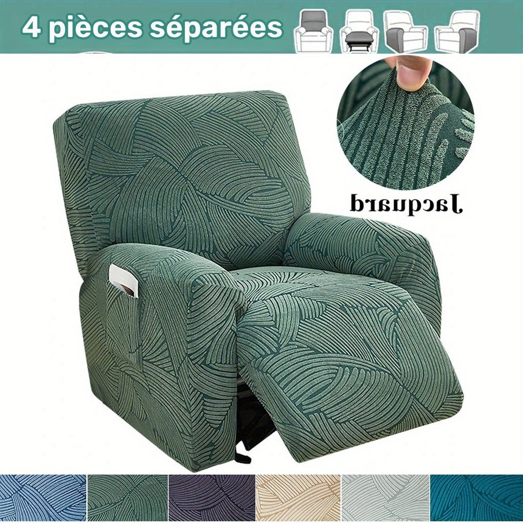 Housse de canapé extensible en jacquard avec poche de rangement, détail de la finition