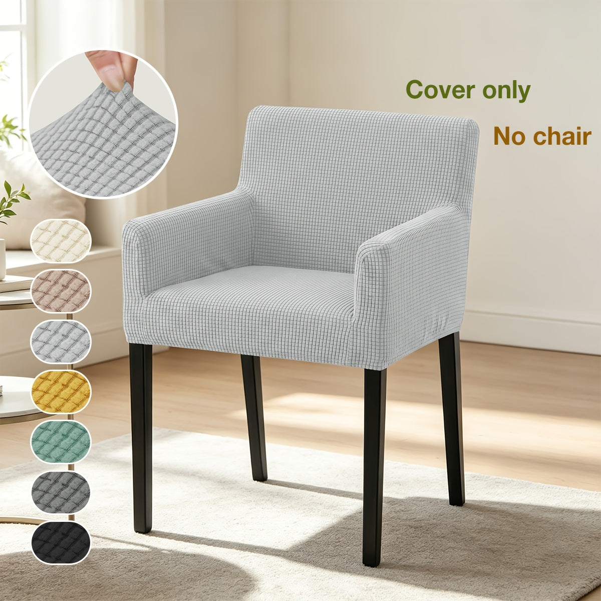 Housse de chaise épaisse extensible en velours côtelé jacquard, vue d'ensemble