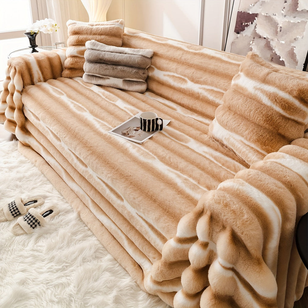Housse de canapé en peluche, gros plan sur le tissu