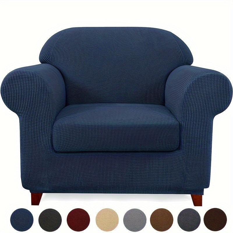 Housse de canapé épaisse extensible en polaire jacquard antidérapante, vue d'ensemble