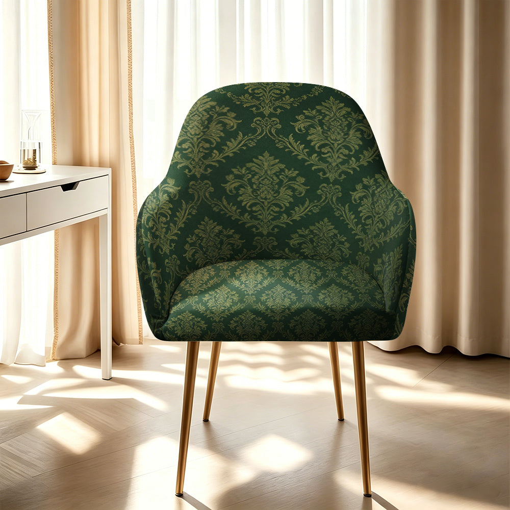 Housse de fauteuil extensible en fibre de lait imprimée au rendu glamour, vue de dos
