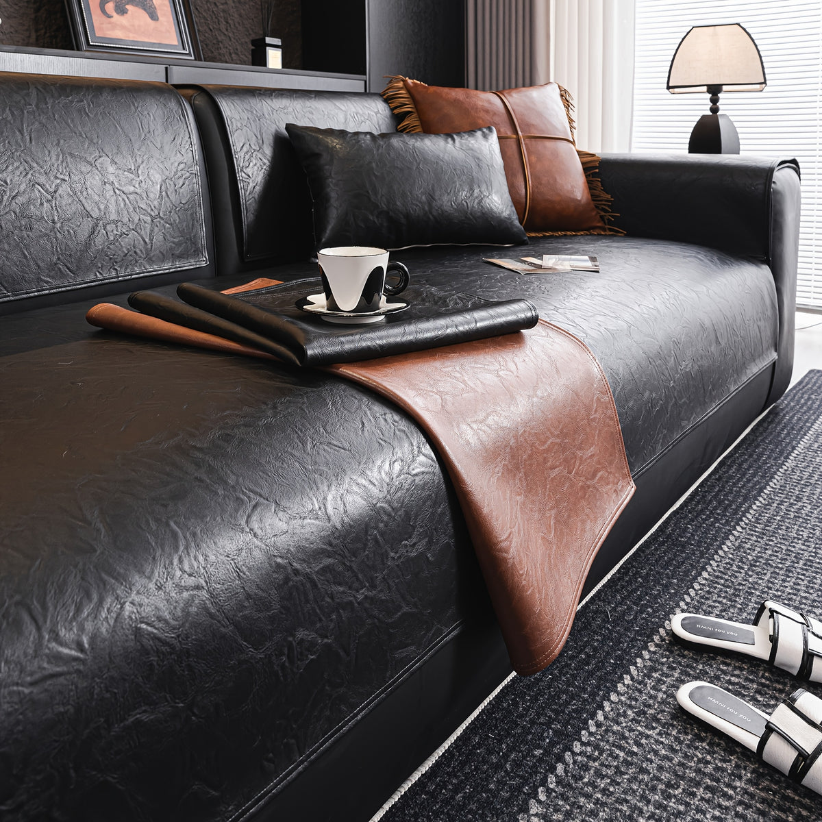 Housse de coussin en polyester antidérapante au rendu glamour, autre coloris